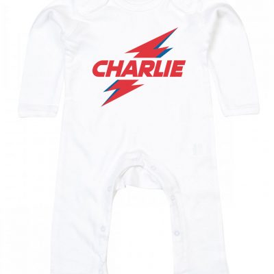 cool bowie personalised babygrow