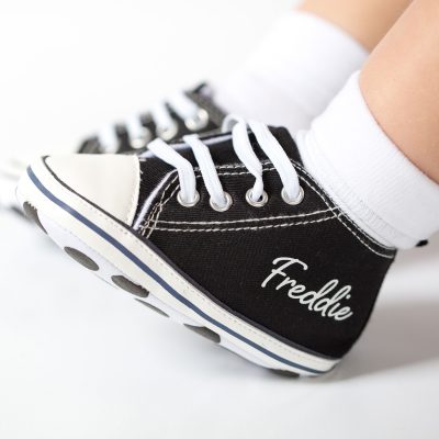 personalised baby shoes black high tops